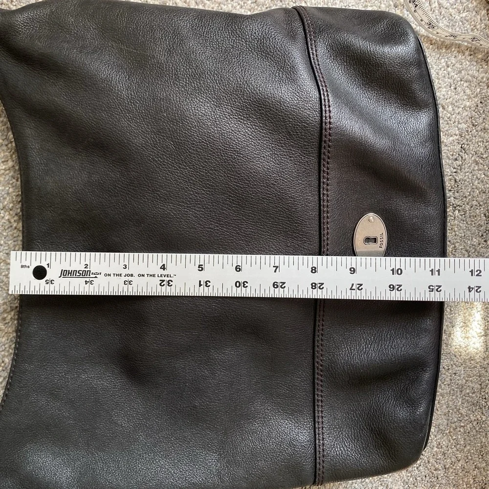 Fossil Marlow Shoulder Bag Hobo Black Leather 14x11